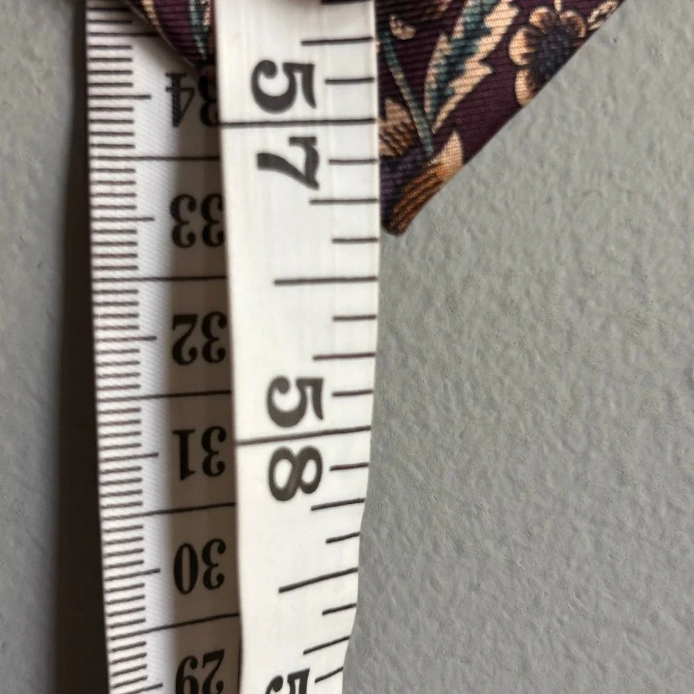 Hunting Horn Classics Mens Silk Floral‎ Tie Burgundy Green Handmade Necktie 58in
